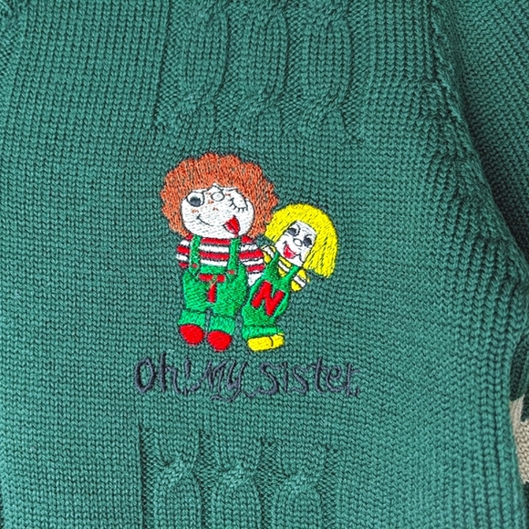 Bon Chic Friendly Green V-neck embroidered sweater - Picture 1 of 5